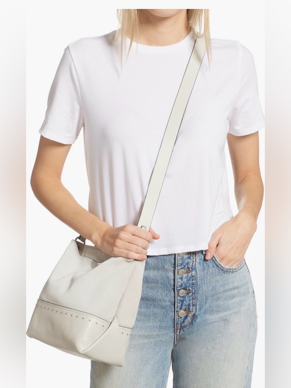 Rag & Bone Cream Leather and suede Crossbody Bag